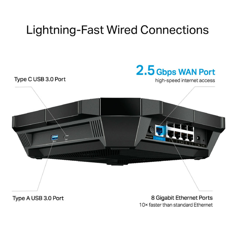 TP-LINK ARCHER AX6000 Router Wi-fi 6 doble banda 5952Mbps OFDMA MU-MIMO 8 puertos gigabit LAN 2 USB 3.0