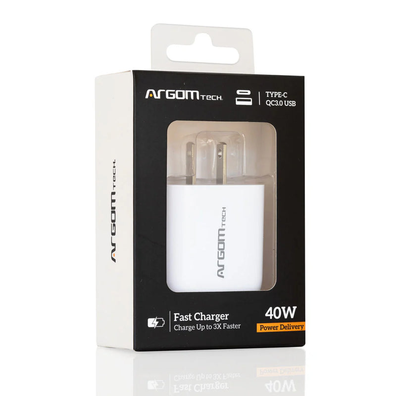 ARGOMTECH CARGADOR DUAL CARGA RAPIDA TIPO C+ USB DE 40W