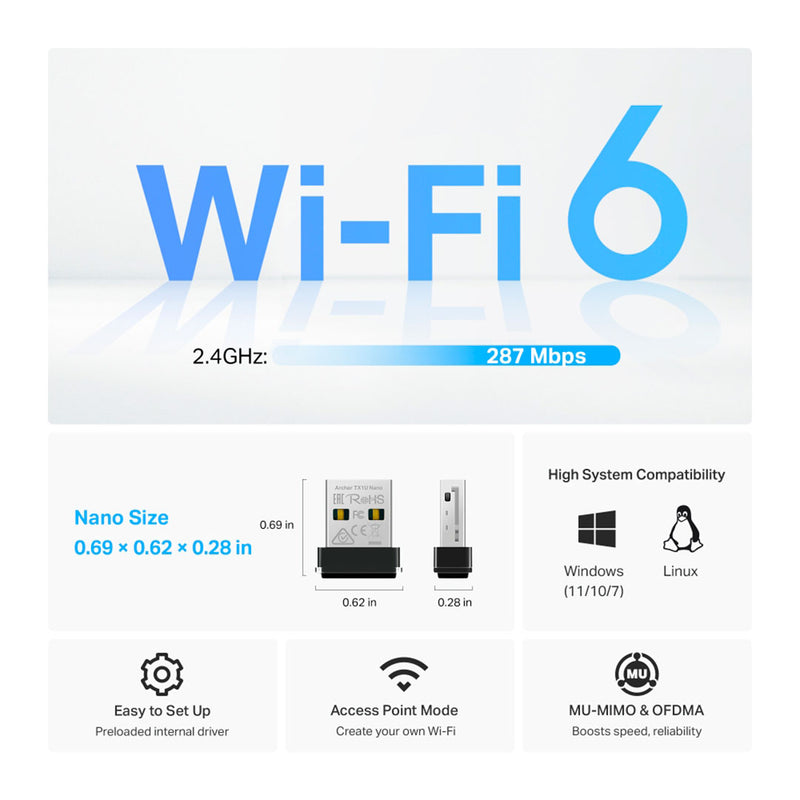 TP-LINK ARCHER TX1U NANO Adaptador USB WiFi6 AX300