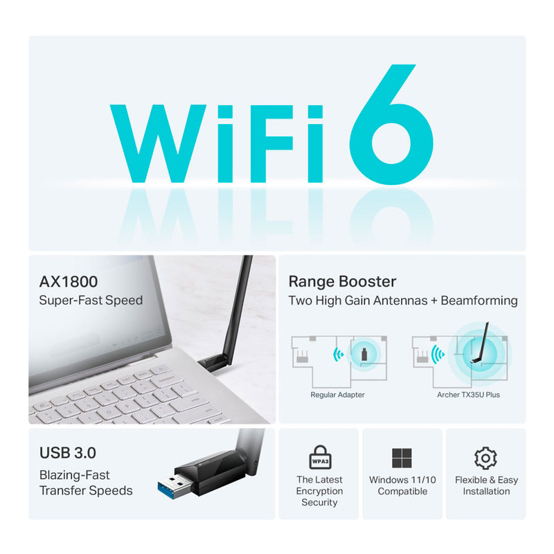 TP-LINK ARCHER TX35U Plus Adaptador USB WiFi6 AX1800 doble banda