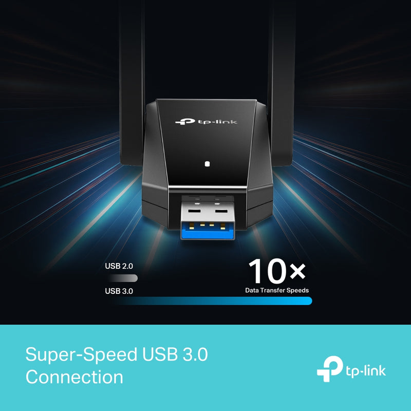 TP-LINK Archer TX30U Plus Adaptador, USB inalámbrico, de alta ganancia, con antenas duales, AX1800
