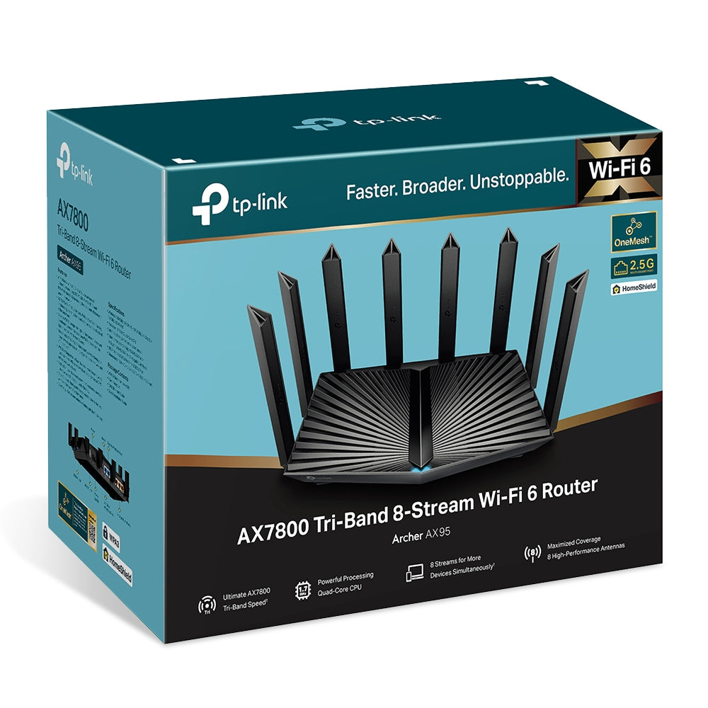 TP-LINK Archer AX95 Router WiFi6 AX7800 Tribanda 2.5Gb Mesh