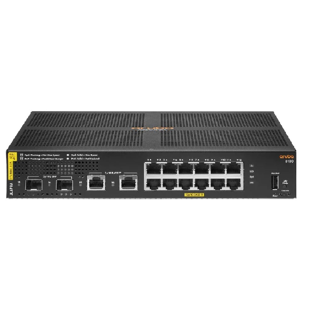 HPE ARUBA JL679A 6100  Switch PoE 12 puertos Gigabit Clase 4 2SFP+ 139W