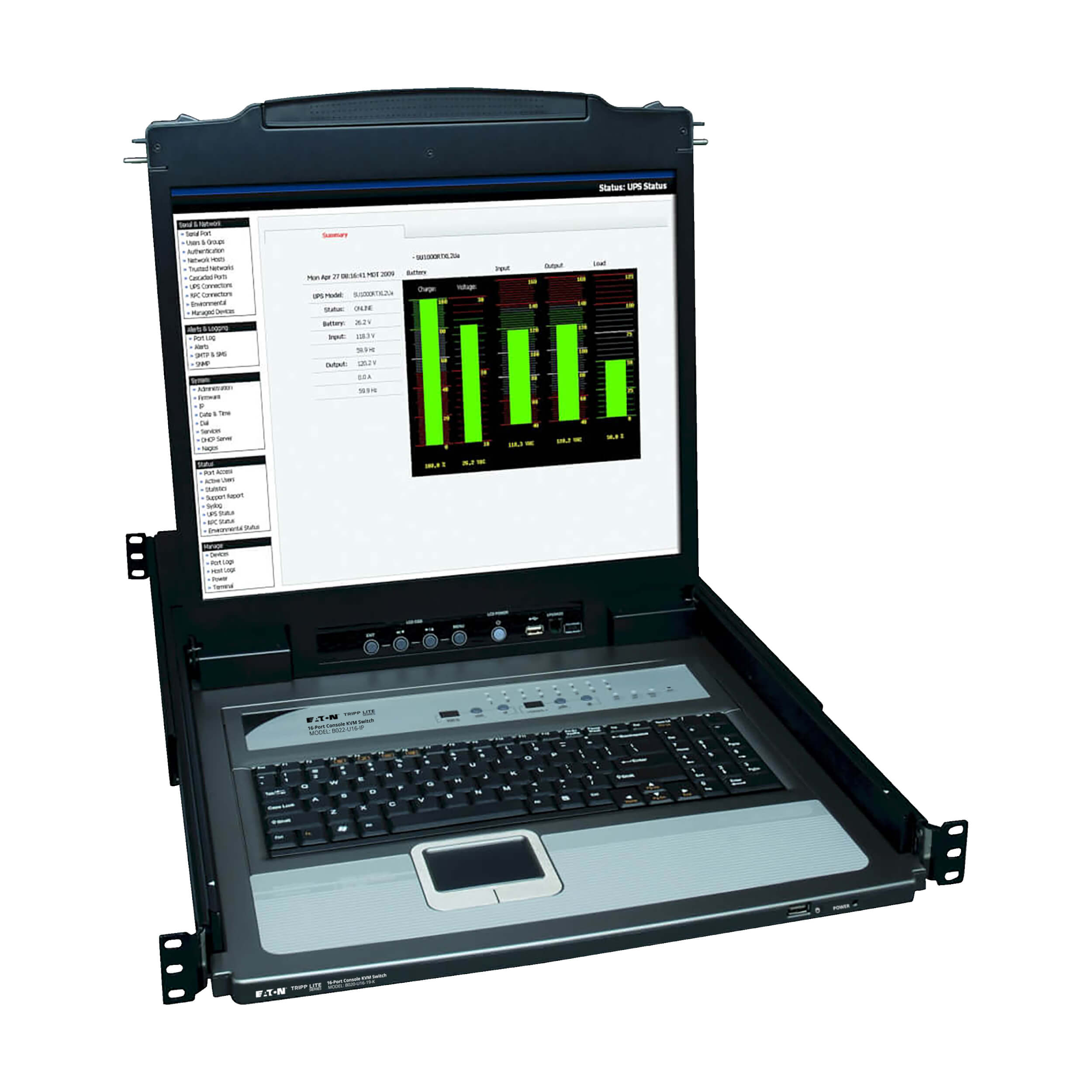 TRIPP-LITE B020-U16-19-K Consola KVM, para instalación, en Rack, de 1U, 16Puertos, Netdirector, LCD, de 19", para instalación, en Rack, de 1U de 16 puertos, Netdirector, LCD, de 19",+8Cables PS2, USB.ps2