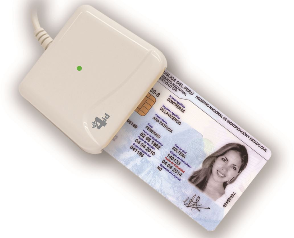 BIT4ID EVO Mini Lector de DNI Electrónico Tarjetas con Chip USB Plug & Play