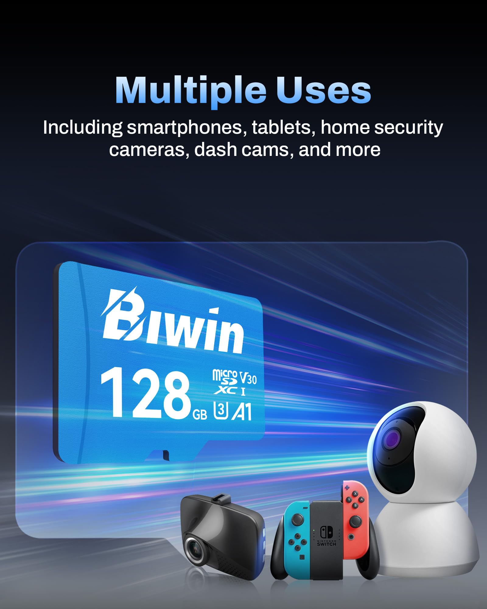 BIWIN BMMS100128G Memoria MicroSD MS100 128GB Tarjeta Flash UHS-I 100/30Mbps C10 U3 V30 A1