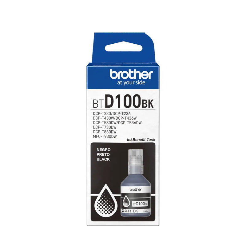 BROTHER BTD100BK Recarga de Tinta D100 Negra de Ultra Rendimiento para InkBenefit Tank