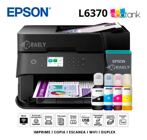 EPSON C11CL43301 Multifuncional Escaner Fotocopiadora Ecotank L6370 a color, Wifi