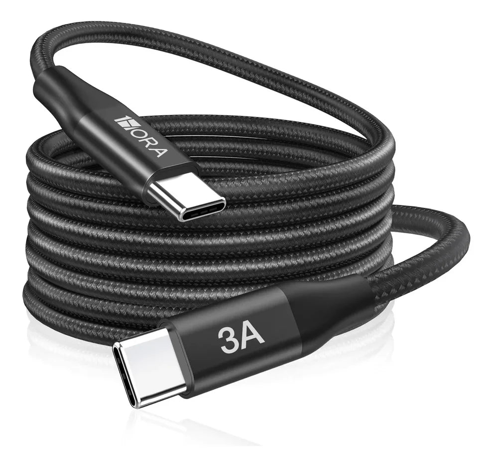 1HORA CAB267-B Cable Trenzado USB Tipo-C a Tipo-C 2M