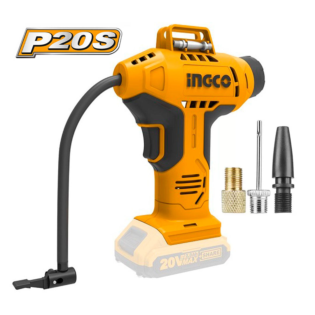 INGCO CACLI2001 Compresor de aire manual P20S 20v. 150psi/10 Bar (no incluye batería ni cargador)