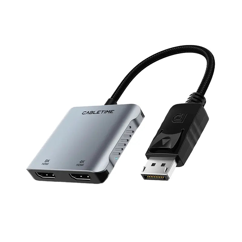 CABLETIME CB74G Adaptador DisplayPort 8K a HDMI 4K Dual CT-DM2H8K-AG