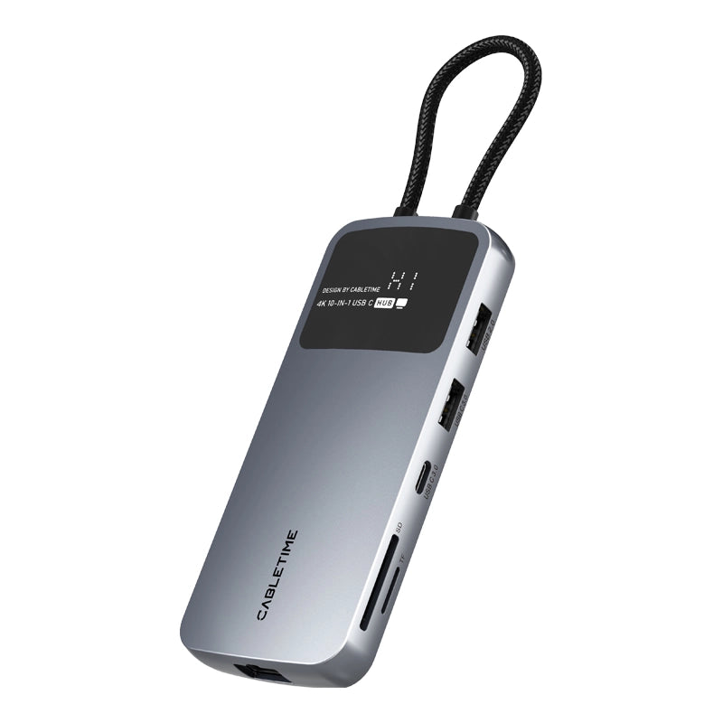 CABLETIME CB84G Adaptador Hub de USB-C a 10 Puertos CT-HUBD5-AG