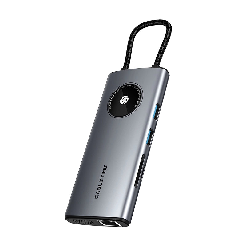 CABLETIME CB91G Adaptador Hub de USB-C 10 Puertos CT-HUBL2-AG