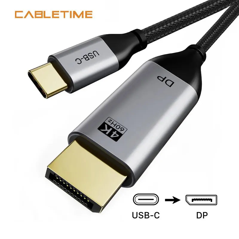 CABLETIME CC20K Cable USB-C Macho a DisplayPort Macho 4K 60Hz 1.8m CT-C160-PU31-CMDP2-S1.8