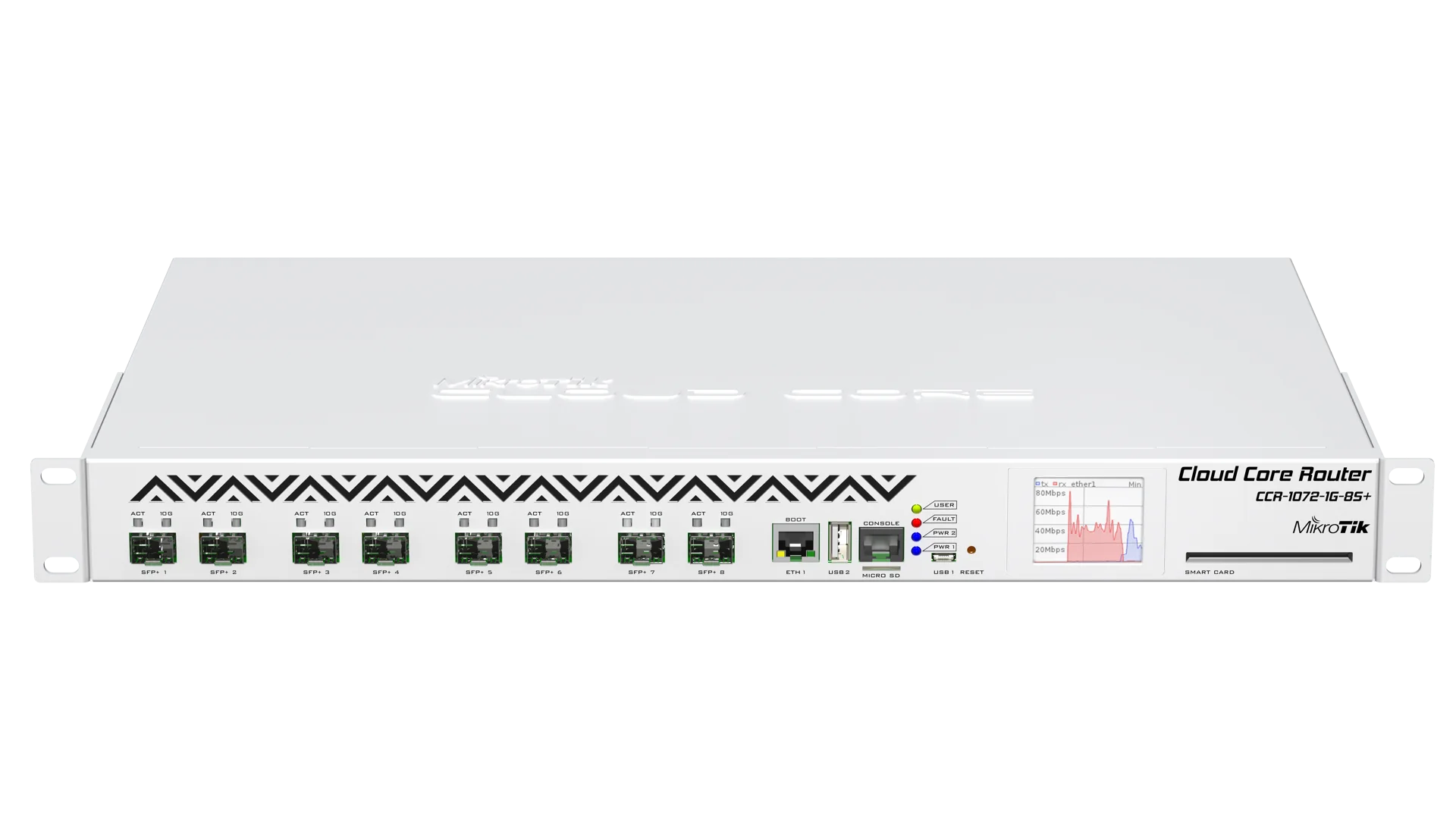 MIKROTIK CCR1072-1G-8S+ Router 8 Puertos SFP+ 1 Puerto Gigabit Cloud Core 72 Nucleos 1GHz 16GB