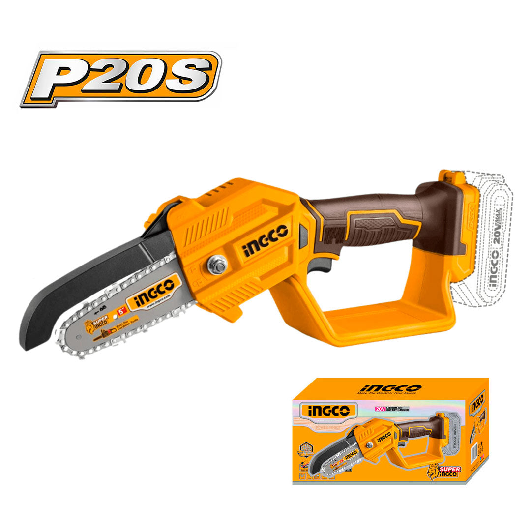 INGCO CGSLI2058 Mini motosierra 5" 20v + accesorios (no incluye batería y cargador)
