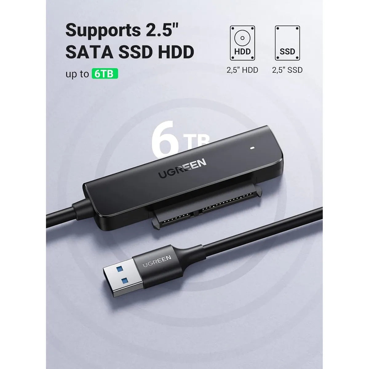 UGREEN CM321 70609 Adaptador SATA a USB-A para Disco 2.5" SSD HDD