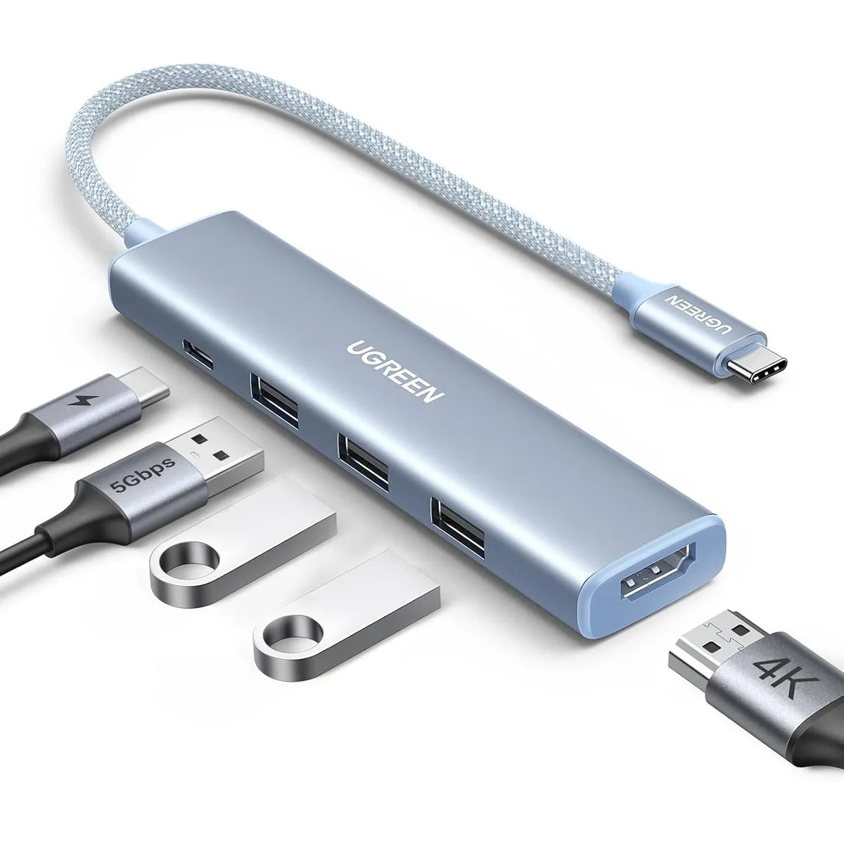 UGREEN CM478 35581 Hub 5 En 1 USB-C HDMI 4K 3x USB-A 3.0 PD 100W