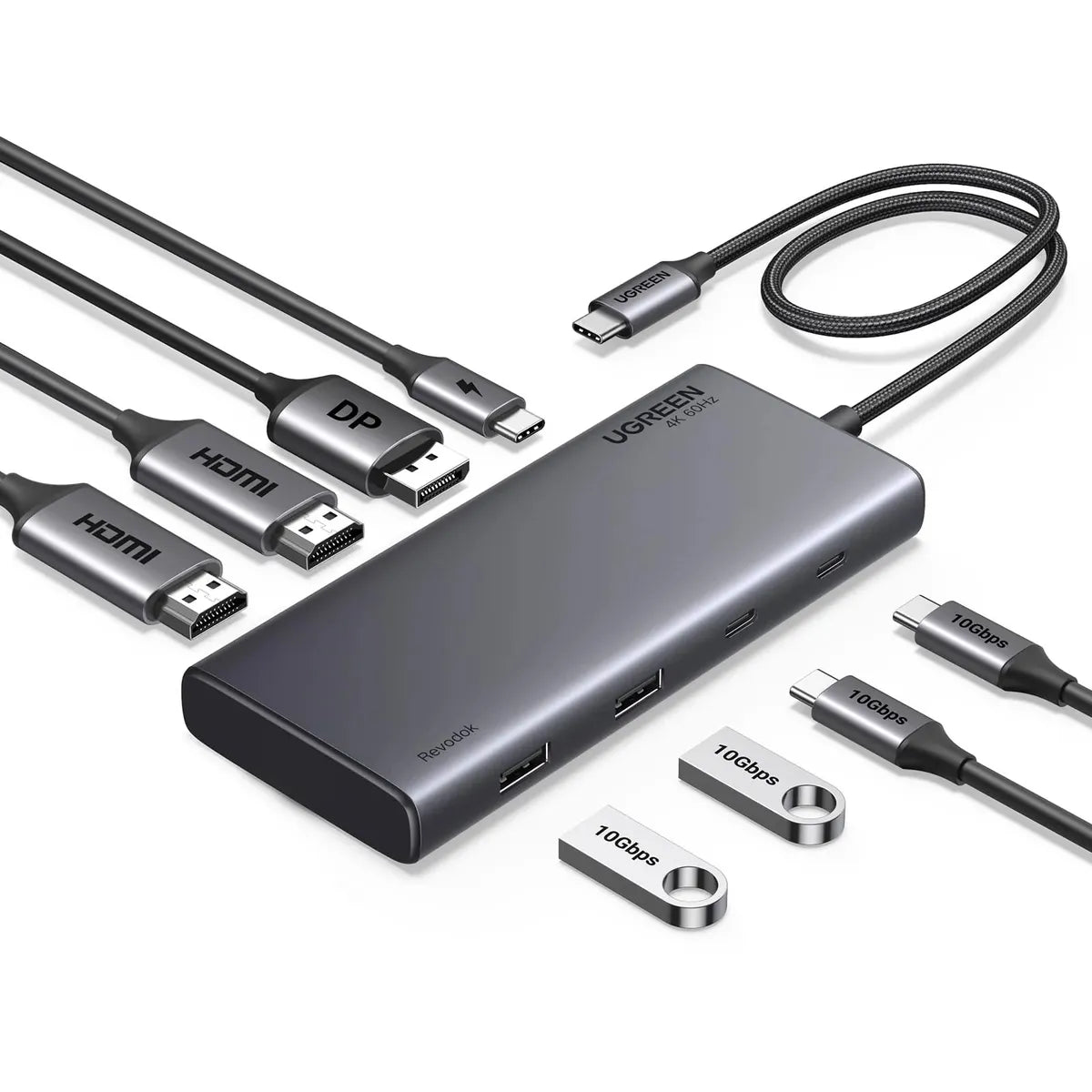 UGREEN CM639 35625 Dock 8 en 1 2x HDMI 4K 1x DP USB-A USB-C 100W