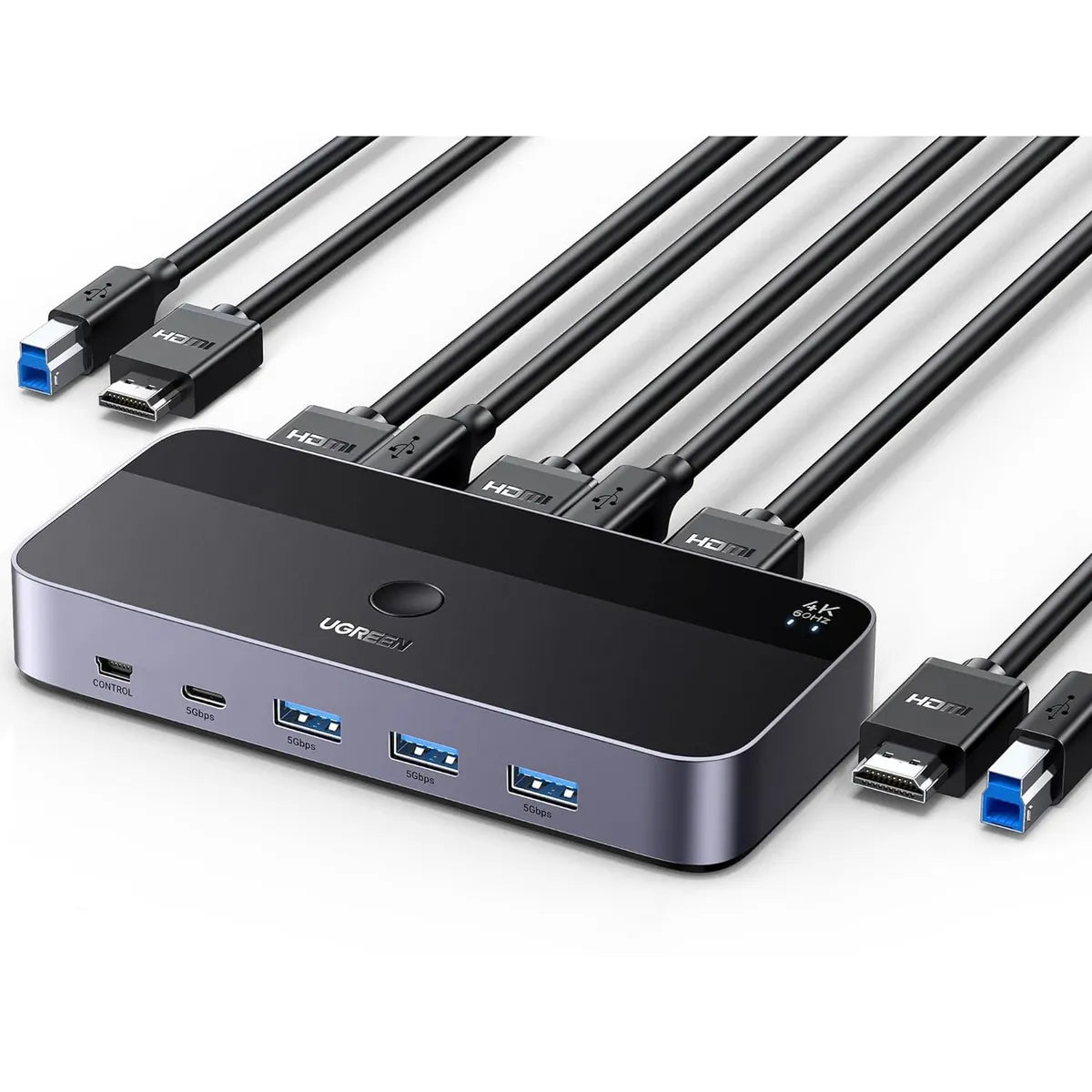 UGREEN CM664 15707 Conmutador KVM 2x HDMI USB C 3.0 4 puertos USB 4K@60Hz