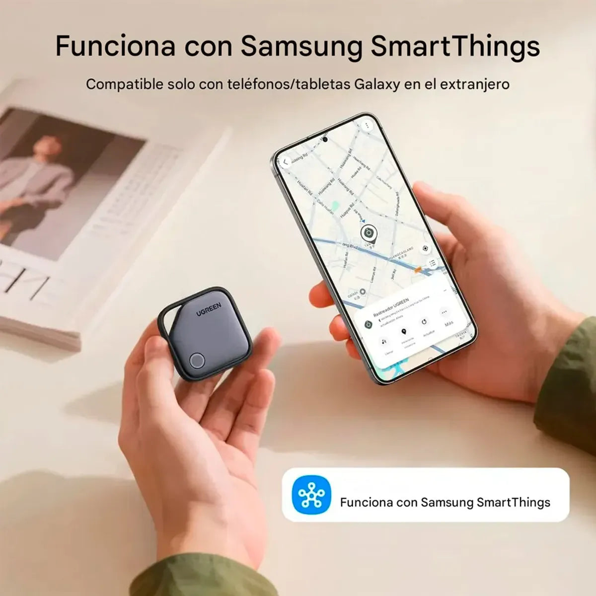 UGREEN CM829 55769 Rastreador Bluetooth Tag Samsung Smartthings Gris