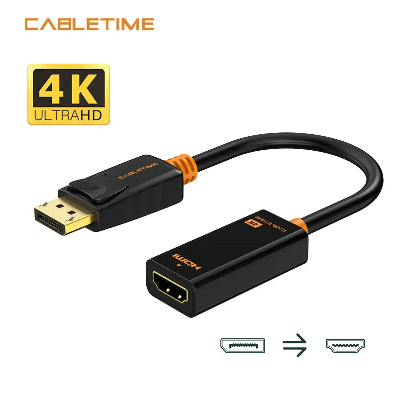 CABLETIME CP21B Adaptador DisplayPort Macho a HDMI 4K 30Hz Hembra CT-AV586-01G(4K)-B0.2