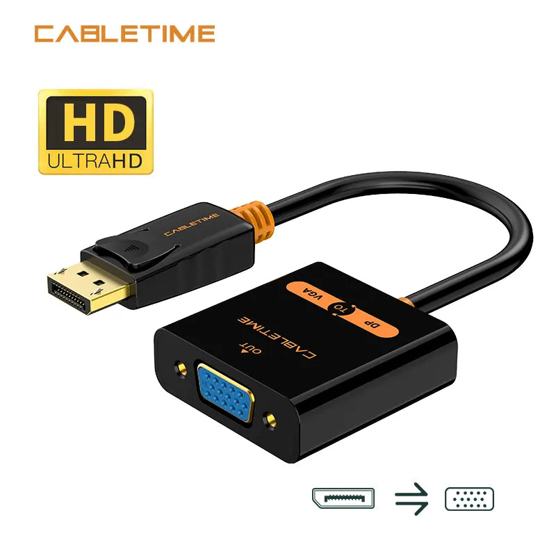 CABLETIME CP25B Adaptador de DisplayPort Macho a VGA 1080p 60Hz Hembra CT-AV586-03G-B0.2