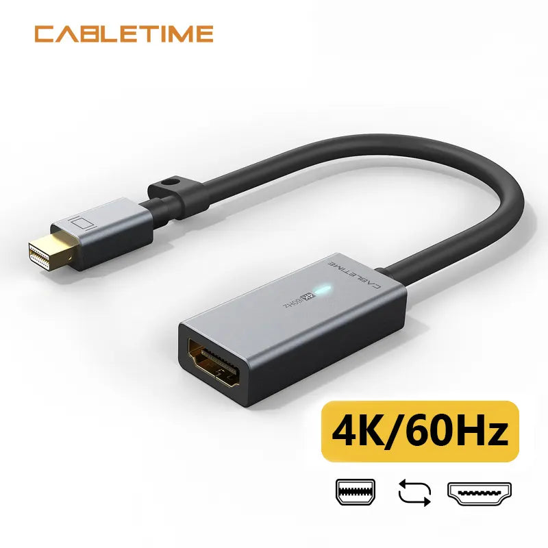 CABLETIME CP26A Adaptador Mini DisplayPort Macho a HDMI 4K Hembra CT-AV586-P01G4k60(R)-SG0.15