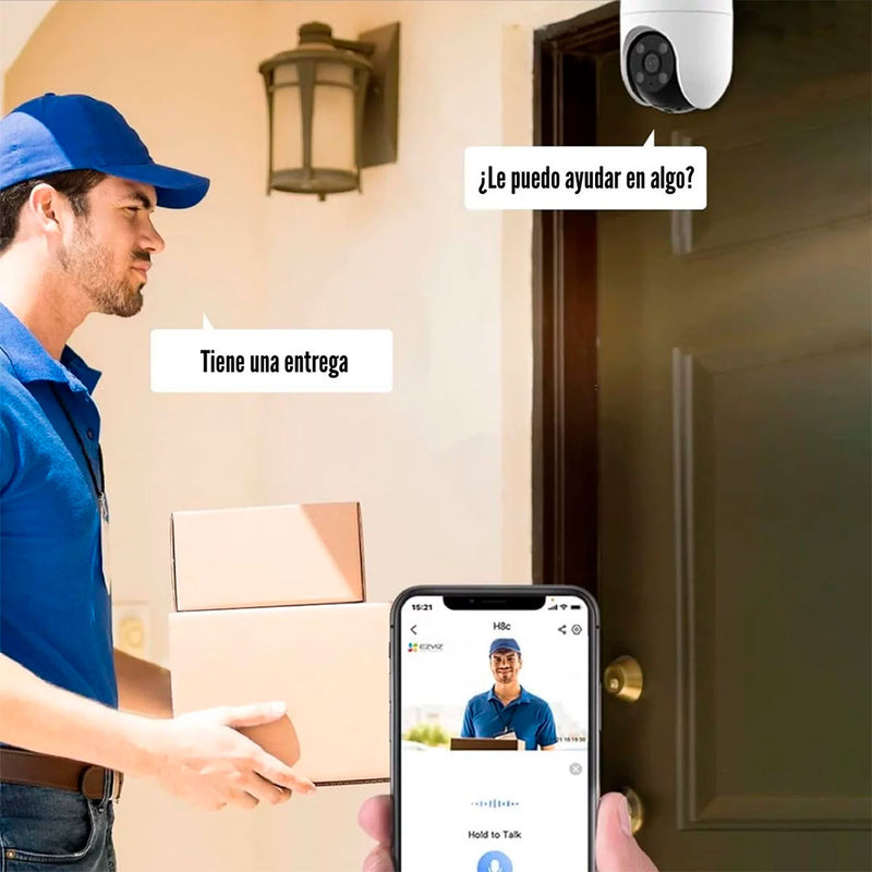 EZVIZ H8C PRO 3K Cámara de seguridad WIFI 5MP 360º audio 2 vías, detecta humano, autotraking, Alexa