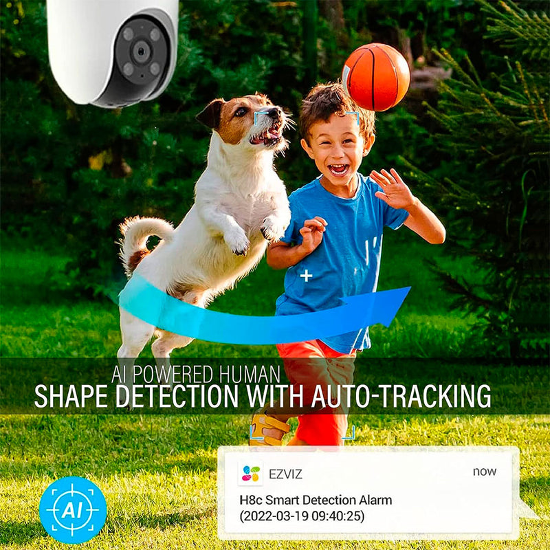 EZVIZ H8C 2K Cámara de seguridad WIFI 3MP 360º audio 2 vías, detecta humano, Alexa