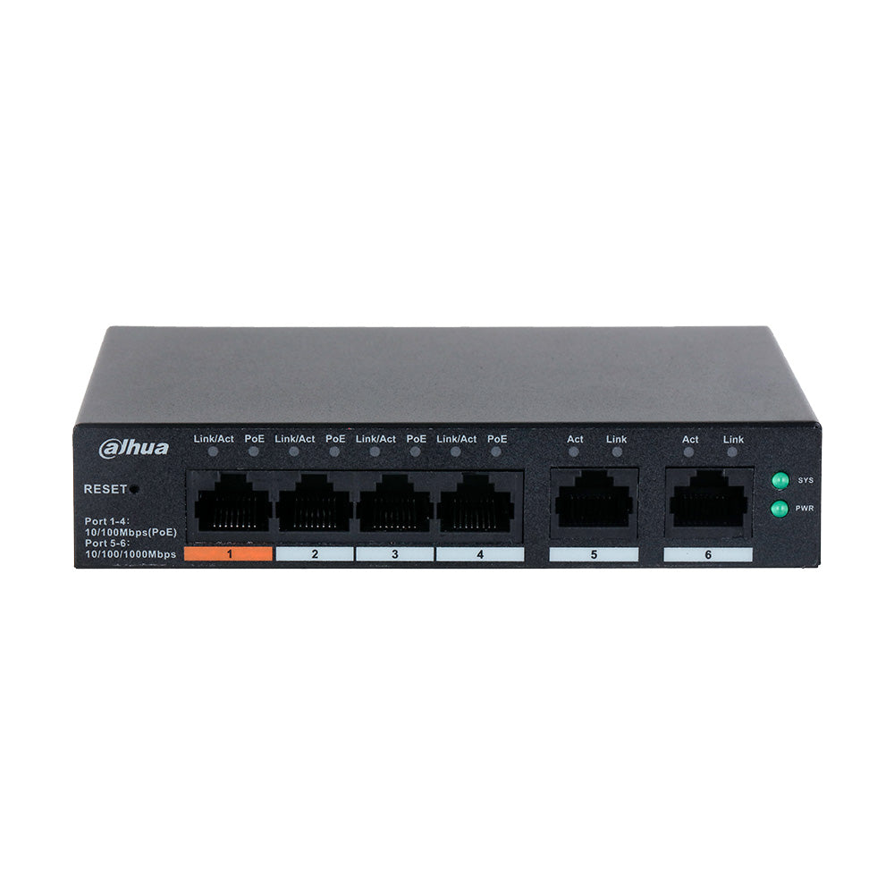 DAHUA CS4006-4ET-60 Switch Cloud 4 Puertos POE 10/100Mbps y 2Uplink Gigabit 60w
