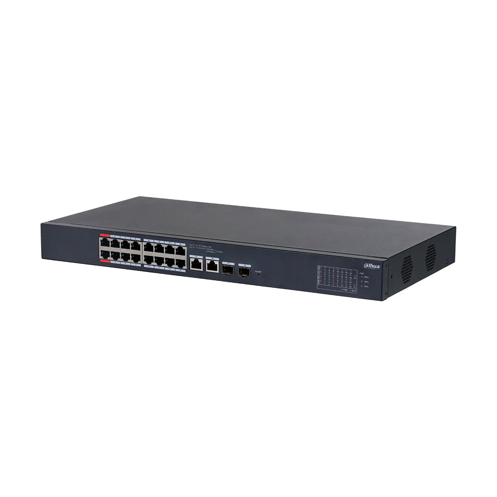 DAHUA CS4218-16ET-190 Switch Cloud 16 Puertos POE 10/100Mbps, 2Uplink Giga, 2SFP, 190w. Administra en nube, Capa 2