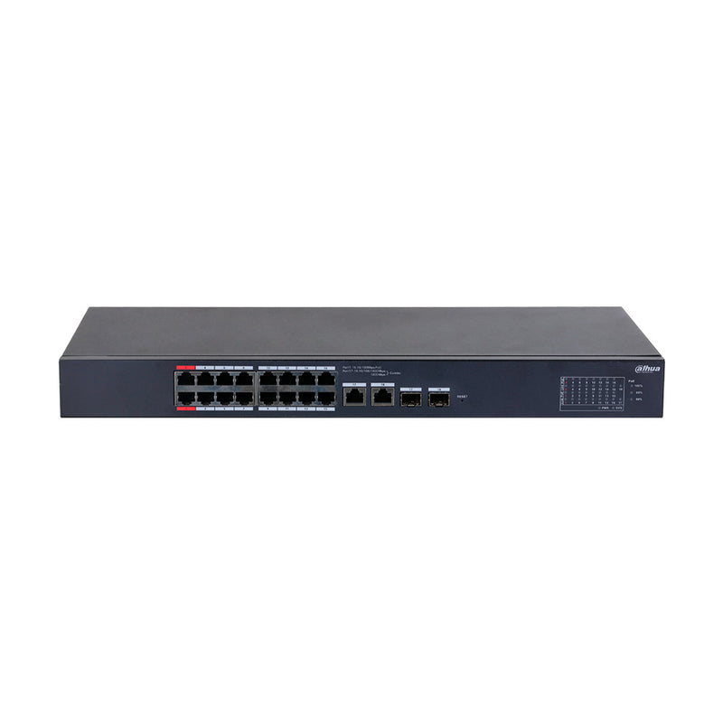 DAHUA DH-CS4218-16ET-190, Switch Cloud 16 Puertos POE 10/100Mbps, 2Uplink Giga, 2SFP, 190w. Administra en nube, Capa 2