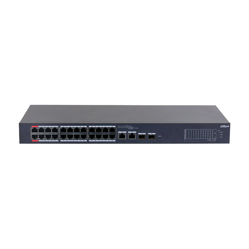 DAHUA DH-CS4226-24ET-240, Switch Cloud 24 Puertos POE 10/100Mbps, 2Uplink Giga, 2SFP, 240w. Administra en nube, Capa 2