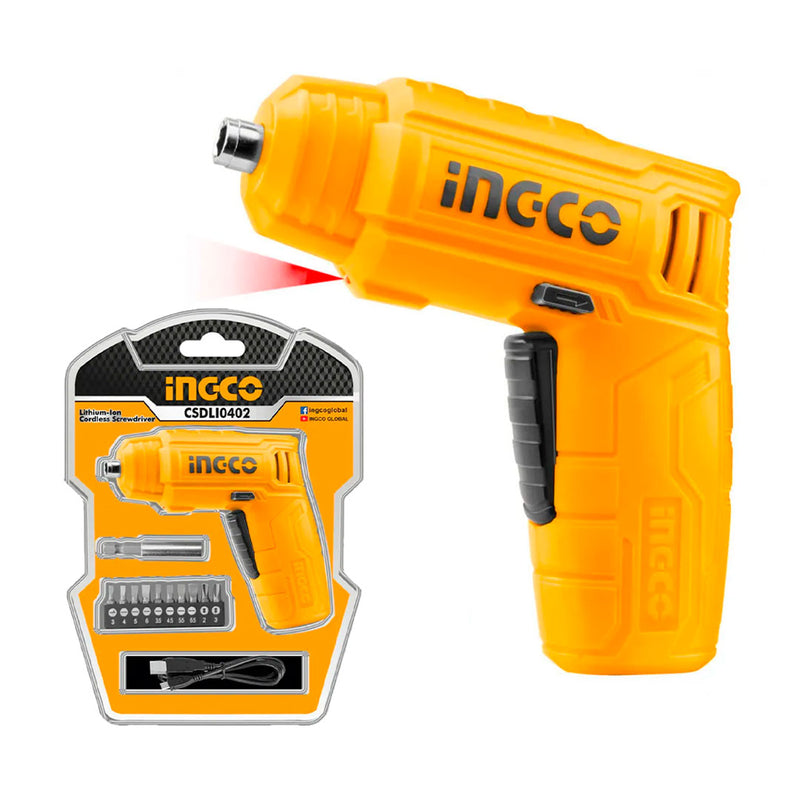 INGCO CSDLI0402 Atornillador inalámbrico 4v + cargador + accesorios