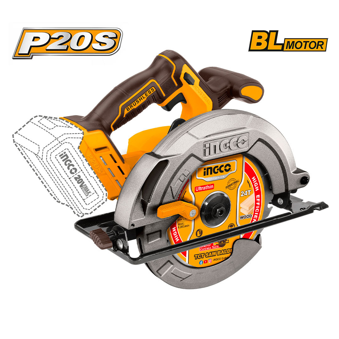 INGCO CSLI1851 Sierra circular inalámbrica 20V con disco de 185mm (7-1/4 '')