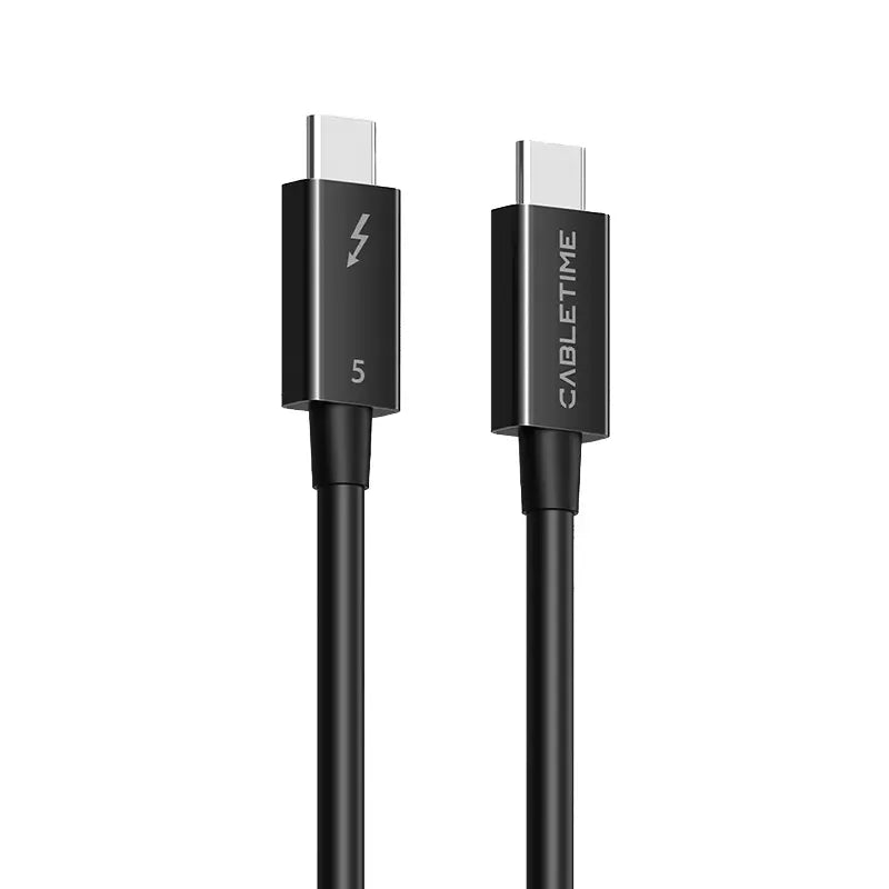 CABLETIME CT50G Cable USB-C Thunderbolt 5 Certificado 240W 120Gbps 8K 0.8m CT-TB5-PB0.8