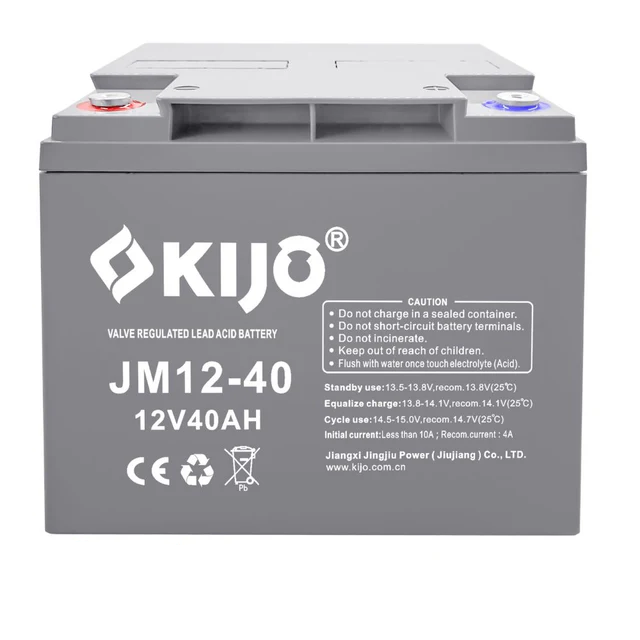 KIJO JM12-40AH Bateria 12V -40AH AGM de Ciclo Profundo para UPS y Paneles Solares 19.7x16.5x17cm