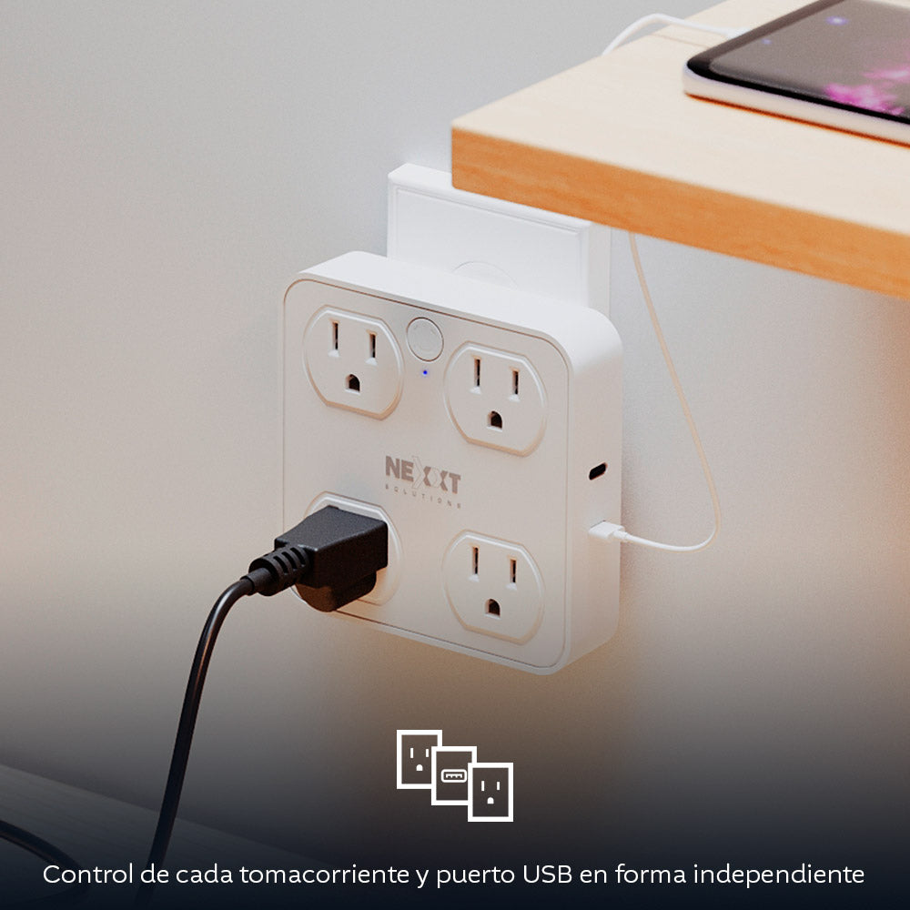 NEXXT SOLUTIONS NHP-T615 Enchufe Inteligente Wifi 4 Tomas + USB-A y USB-C
