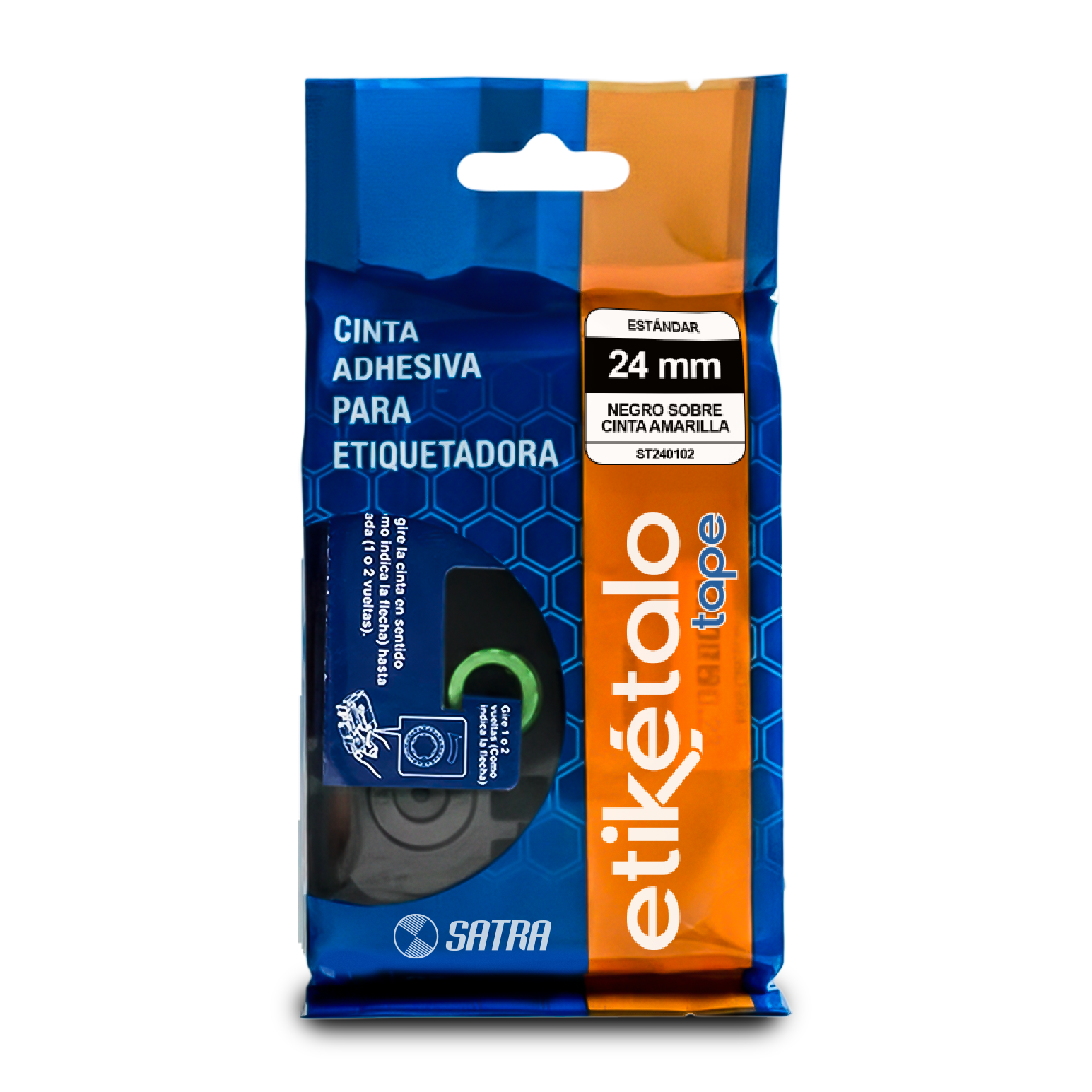 ETIKETALO TAPE FX240102 CINTA FLEXIBLE NEGRO SOBRE CINTA AMARILLO 24MM