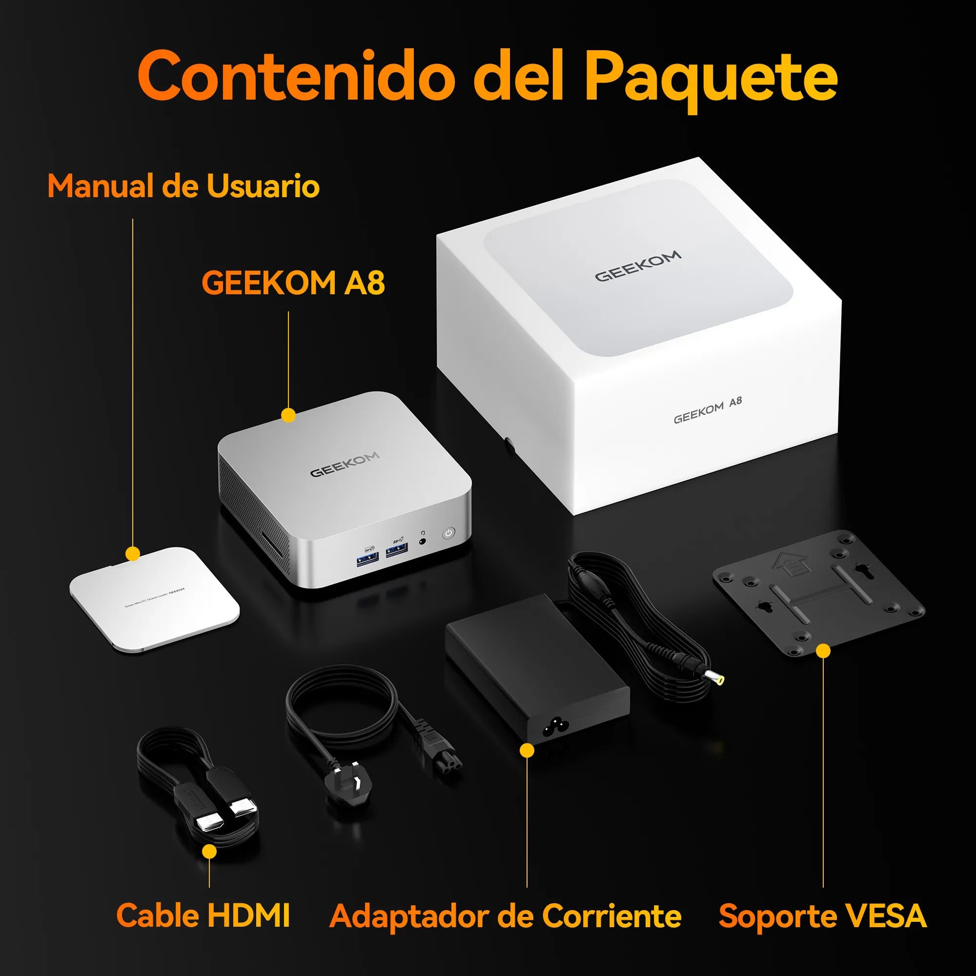 GEEKOM A8 Max Mini PC AMD Ryzen 7 8745HS Incluye 16GB RAM DDR5 y 1TB SSD