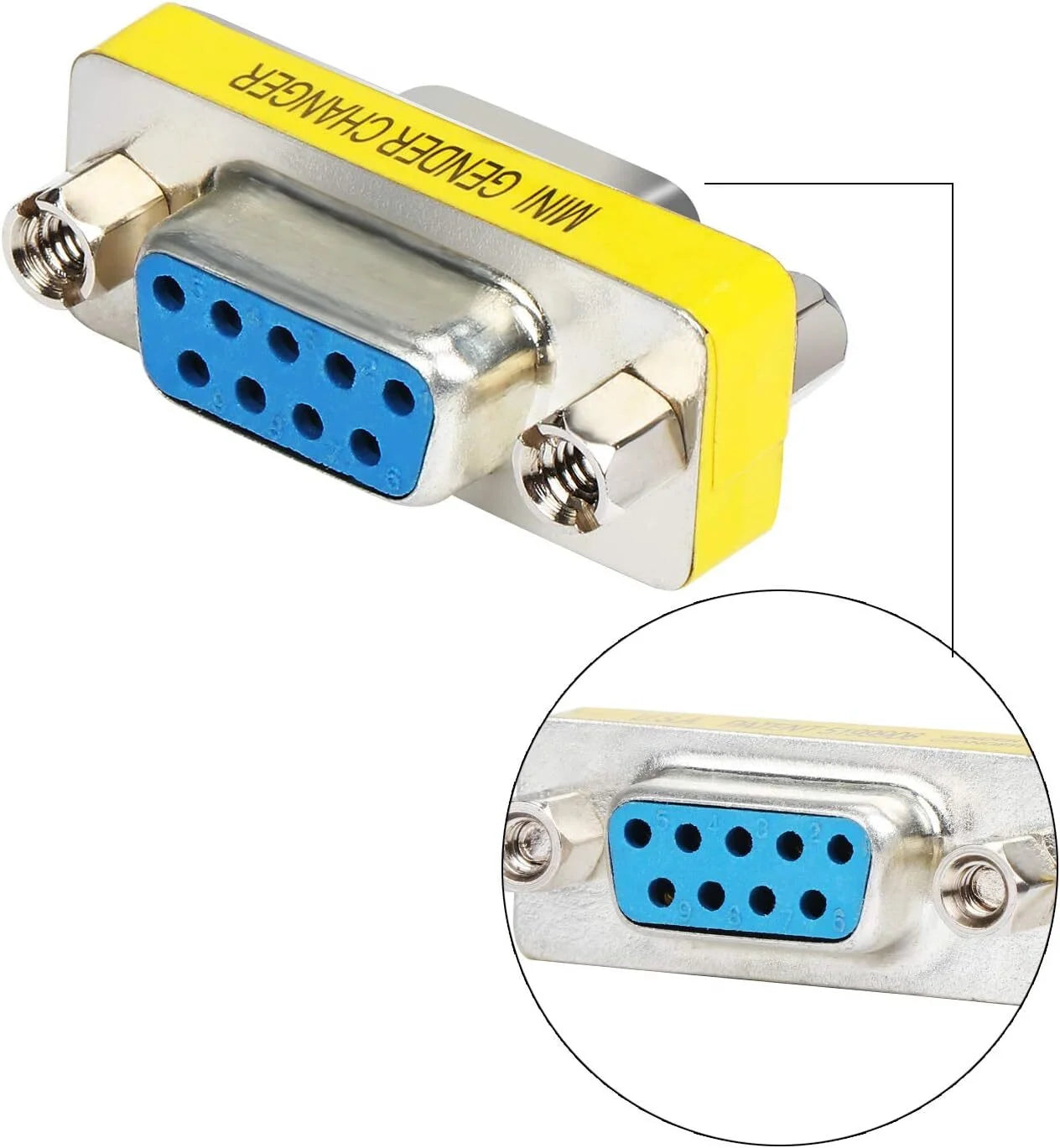 DB9-H Adaptador Union DB9 Hembra Para Serial RS232 RS485