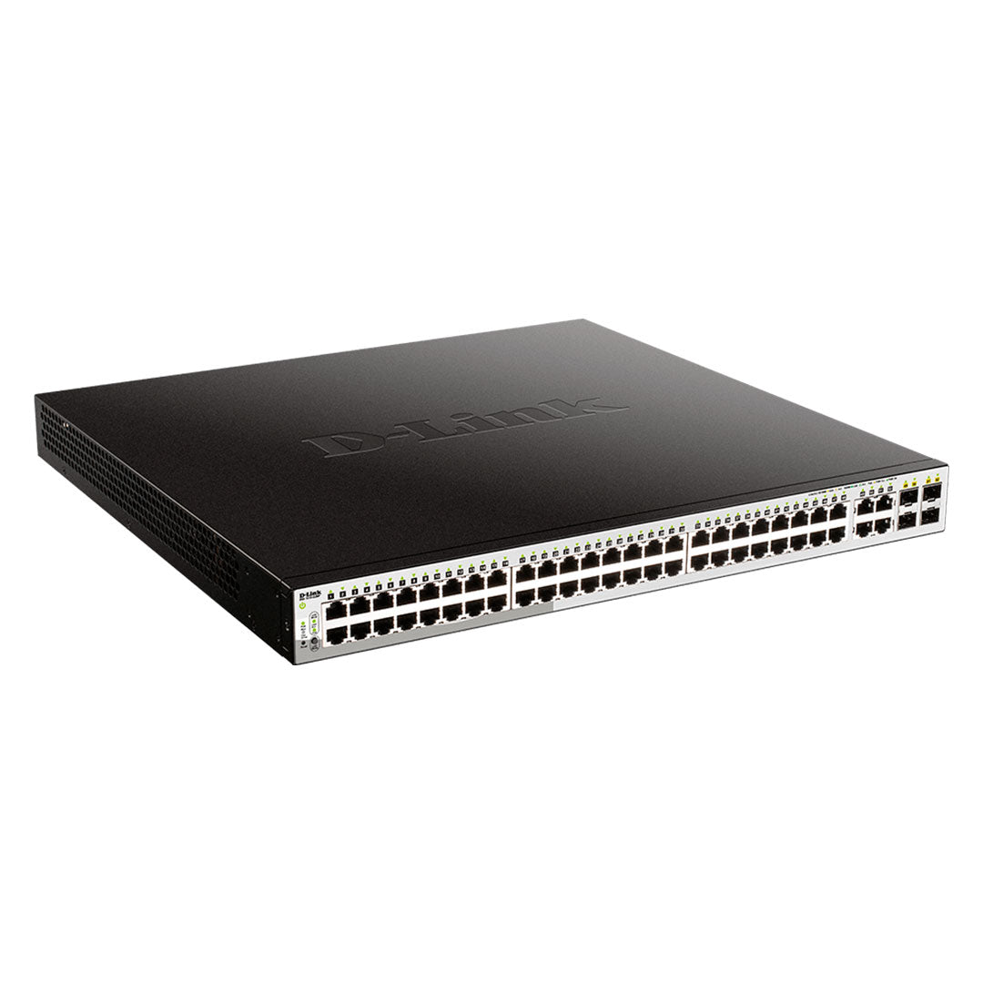 D-LINK DGS-1210-52MP Switch administrable de 48 puertos PoE 10/100/1000+ 4 puertos SFP/Gigabit 370W