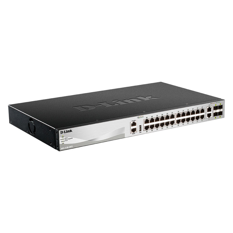 D-LINK DGS-3130-30TS Switch administrable de24 puertos 10/100/1000 RJ45 + 2 puertos 10GB base RJ45 + 2 puertos SFP + DE 10GB