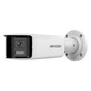 Câmera de segurança IP HIKVISION DS-2CD2T47G2P-LSU/SL 4MP Tubo panorâmico de 180º Lente dupla Áudio e alarme 