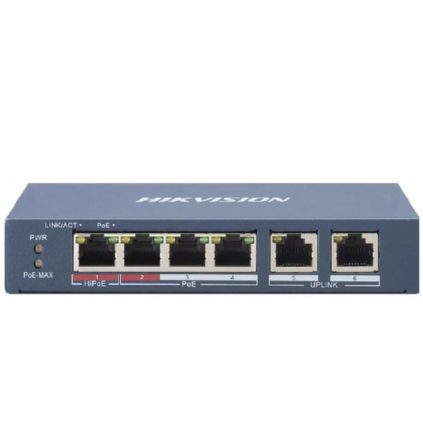 HIKVISION DS-3E0106HP-E Switch POE 3 puertos 10/100 30w + 1 puerto Hi-Poe 60w + 2uplink