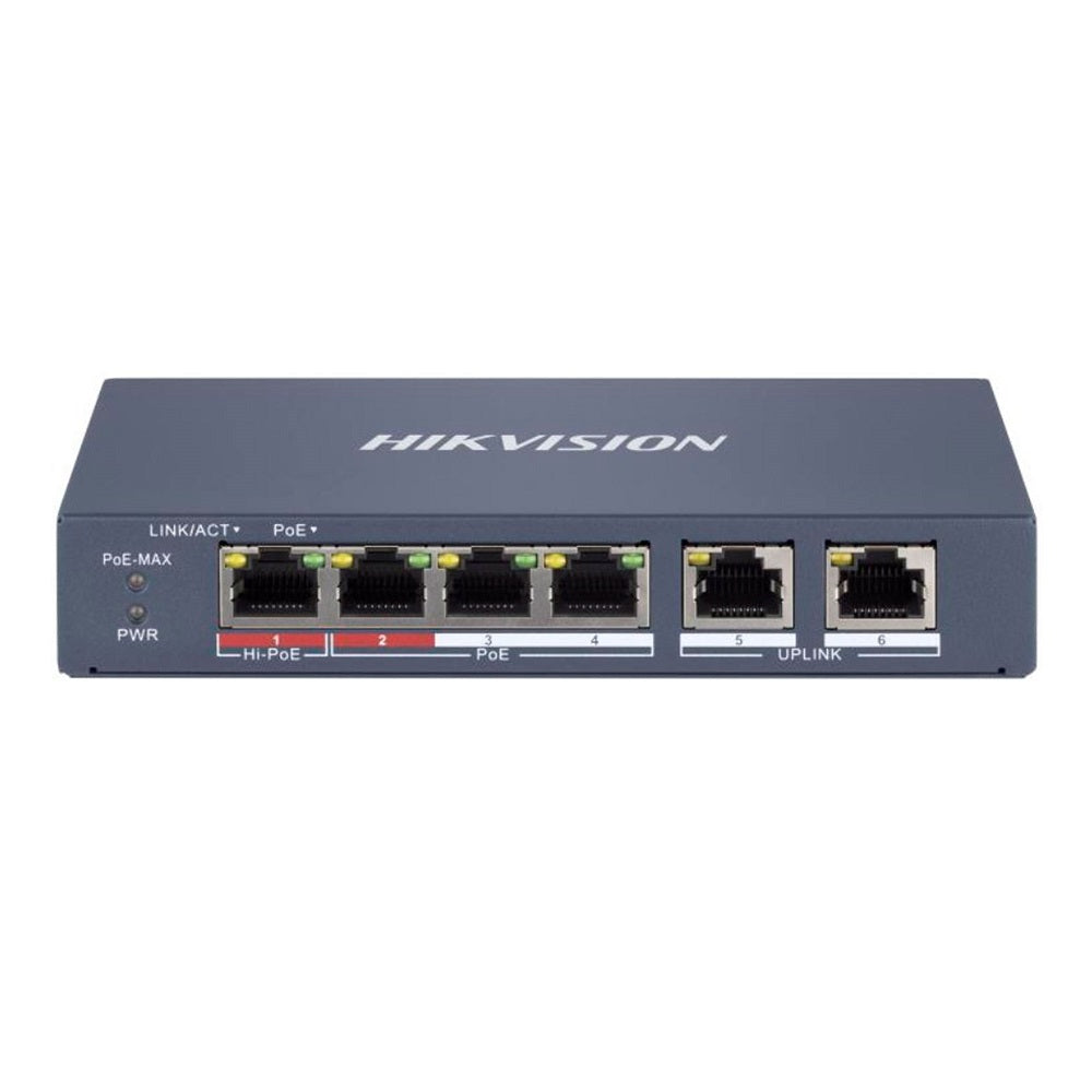 HIKVISION DS-3E1106HP-EI Switch PoE 4 Puertos +2Uplink 10/100Mbps