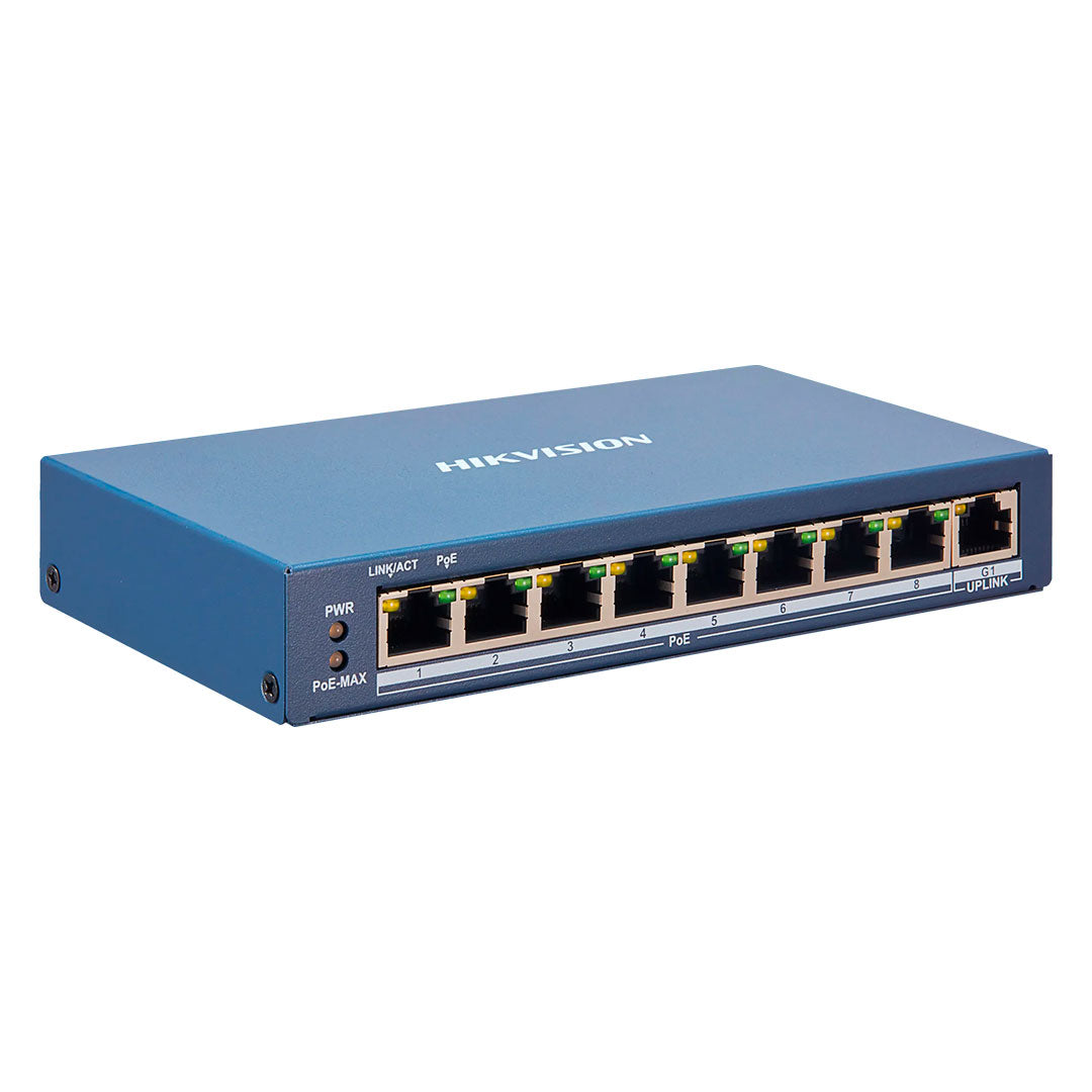HIKVISION DS-3E1309P-EI/M Switch Smart Administrable 8 Puertos PoE 10/100 1Uplink Gigabit  Watchdog L2 60W