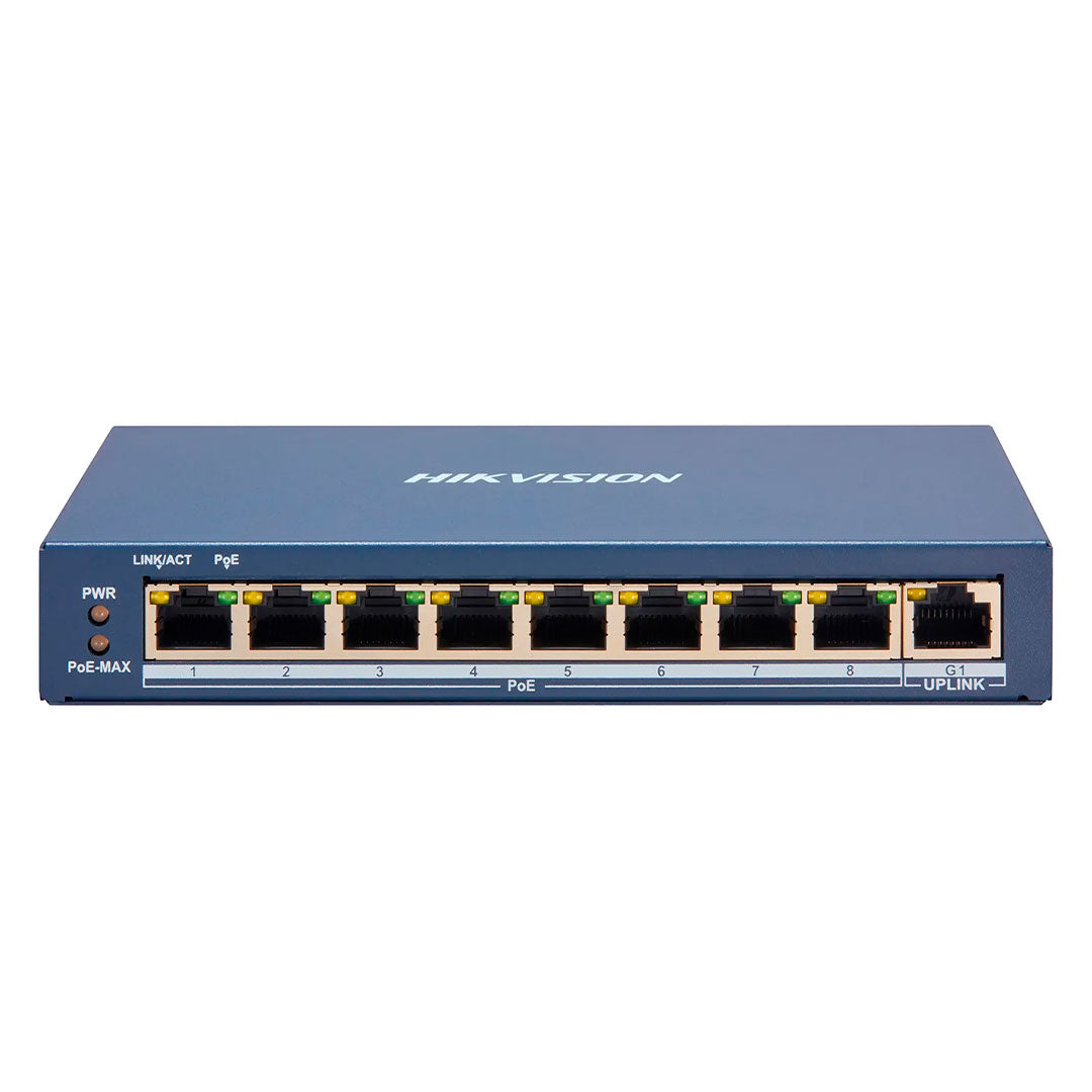 HIKVISION DS-3E1309P-EI/M Switch Smart Administrable 8 Puertos PoE 10/100 1Uplink Gigabit  Watchdog L2 60W