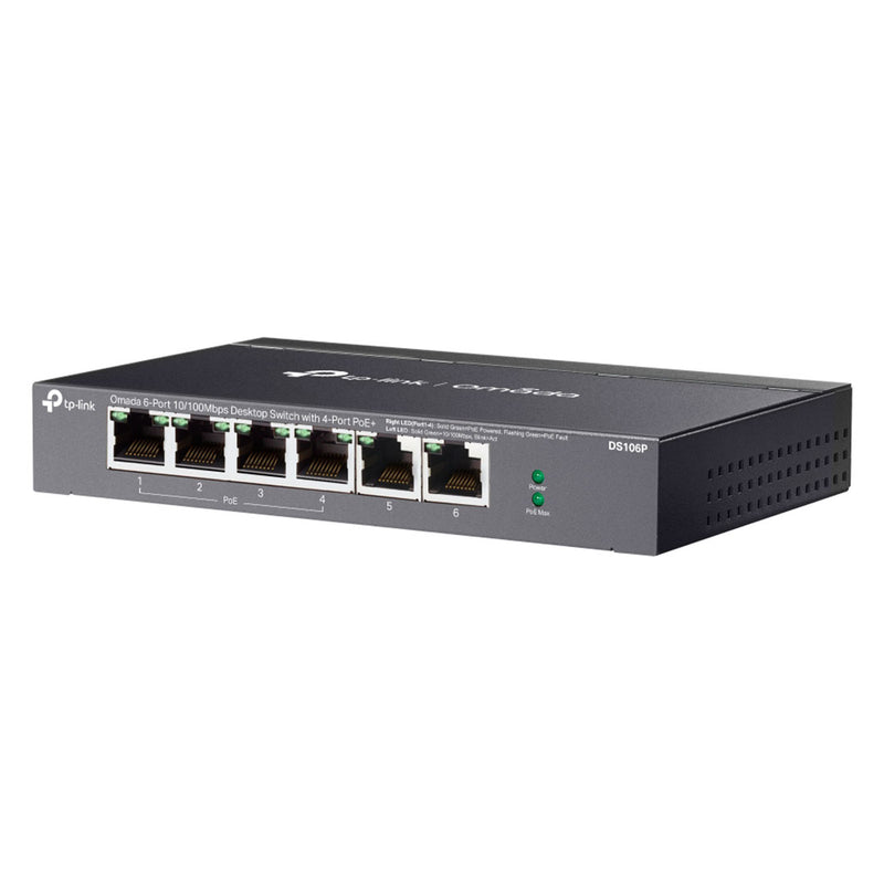 TP-LINK DS106P Switch Omada PoE 4 Puertos con 6P 10/100